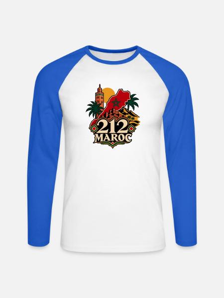 212 Marokko - Unisex Baseballshirt langarm - Weiß/Royalblau