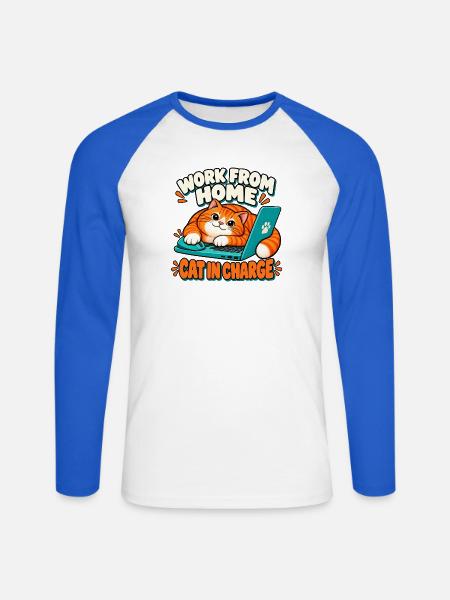 Arbeiten von zu Hause aus - Unisex Baseballshirt langarm - Weiß/Royalblau
