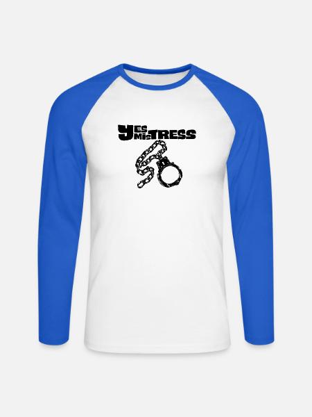 Ja, Herrin Handschellen - Unisex Baseballshirt langarm - Weiß/Royalblau
