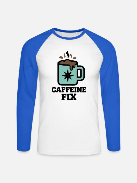 Caffeine Fix Tasse Logo - Unisex Baseballshirt langarm - Weiß/Royalblau