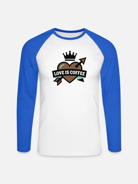 Kaffee Herz Krone Logo - Unisex Baseballshirt langarm - Weiß/Royalblau