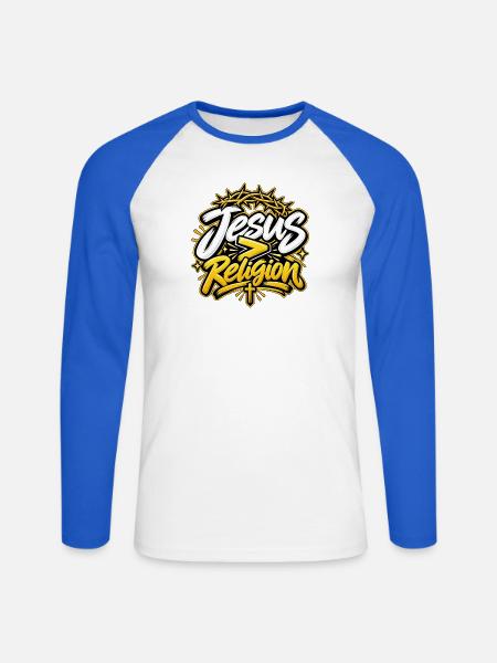 Jesus > Religion - Unisex Baseballshirt langarm - Weiß/Royalblau