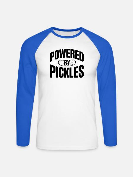 Angetrieben von Pickles - Unisex Baseballshirt langarm - Weiß/Royalblau
