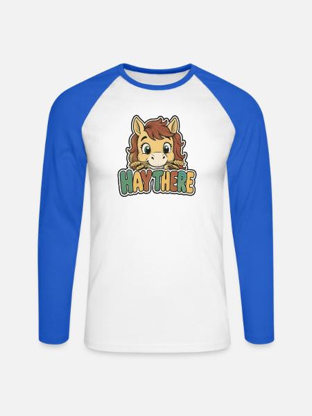 Reiten Kinder - Unisex Baseballshirt langarm - Weiß/Royalblau