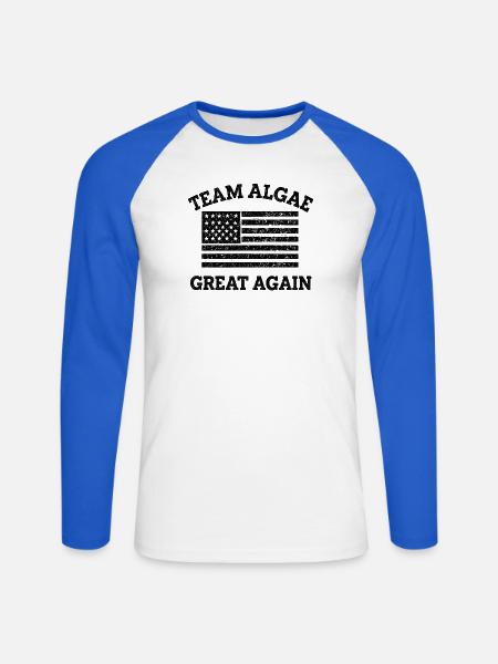 Team Algen - Unisex Baseballshirt langarm - Weiß/Royalblau