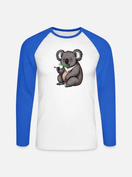 Cartoon Koala raucht Gras - Unisex Baseballshirt langarm - Weiß/Royalblau