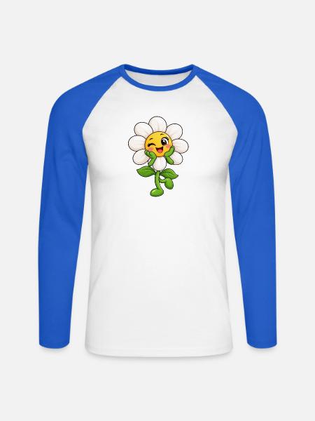 Zwinkernder Daisy-Sonnenstrahl - Unisex Baseballshirt langarm - Weiß/Royalblau