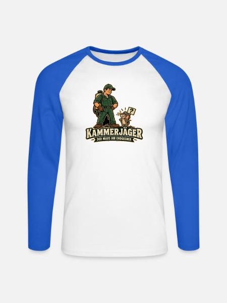 Kammerjäger Endgegner - Unisex Baseballshirt langarm - Weiß/Royalblau