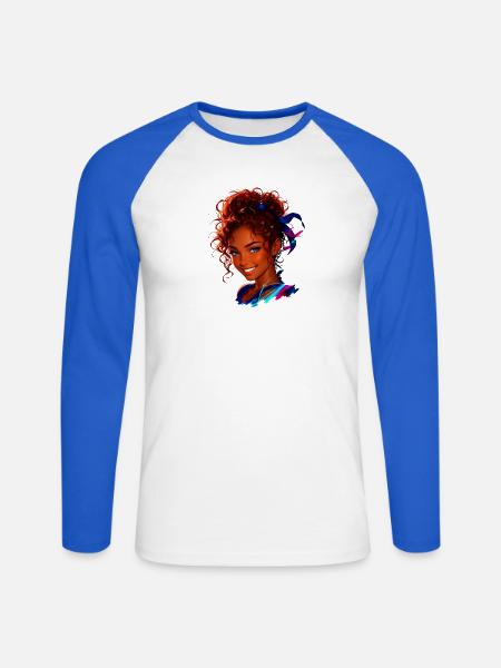 Porträt der Tänzerin - Unisex Baseballshirt langarm - Weiß/Royalblau