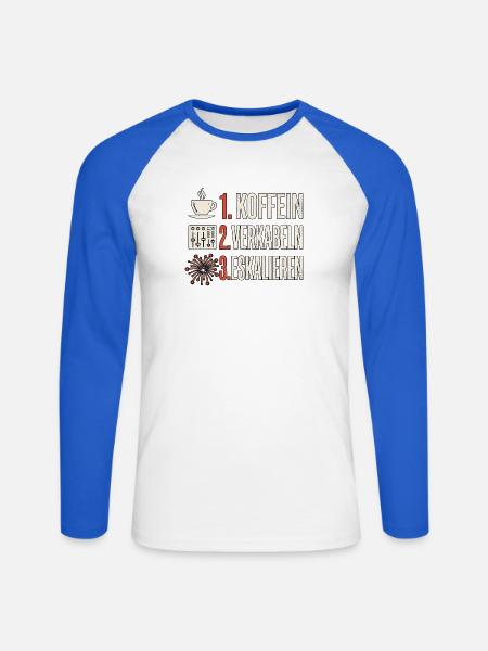 Pyro Kaffee Feuerwerk - Unisex Baseballshirt langarm - Weiß/Royalblau