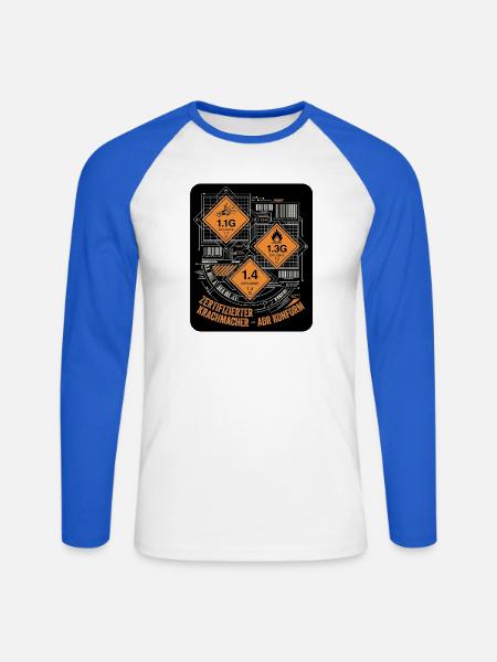 Pyro Gefahrgut - Unisex Baseballshirt langarm - Weiß/Royalblau