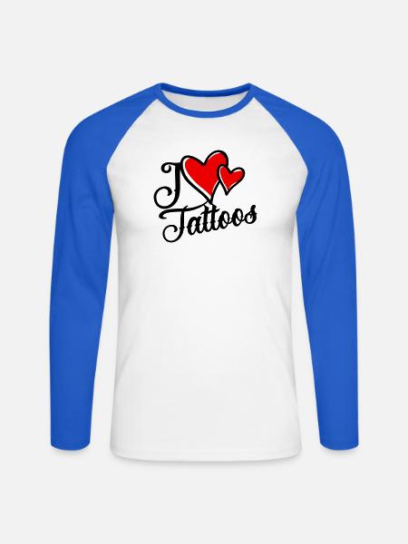 I Love Tattoos - Unisex Baseballshirt langarm - Weiß/Royalblau