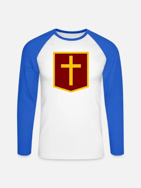 Kreuz - Unisex Baseballshirt langarm - Weiß/Royalblau
