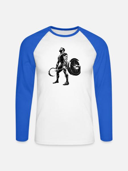 Bodybuilder - Unisex Baseballshirt langarm - Weiß/Royalblau
