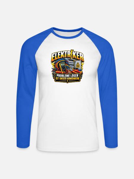 Elektrohandwerker Motiv Kabelchaos Elektriker - Unisex Baseballshirt langarm - Weiß/Royalblau