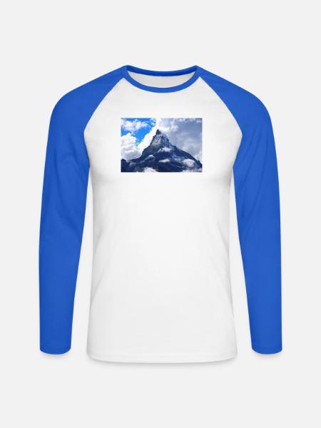 Matterhorn Schweiz - Unisex Baseballshirt langarm - Weiß/Royalblau