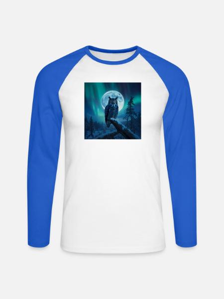 Horneule – Nordlichter - Unisex Baseballshirt langarm - Weiß/Royalblau