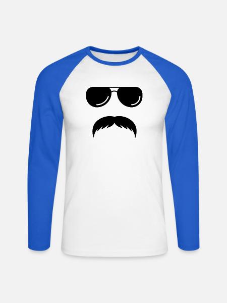 Großer Schnurrbart - Unisex Baseballshirt langarm - Weiß/Royalblau