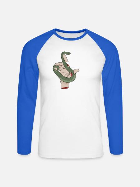Schlangenhand - Unisex Baseballshirt langarm - Weiß/Royalblau