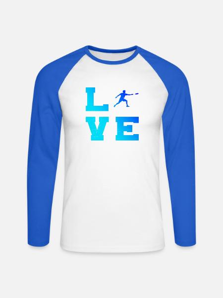 Scheibensport Geschenkidee für der Frisbee-Spieler - Unisex Baseballshirt langarm - Weiß/Royalblau