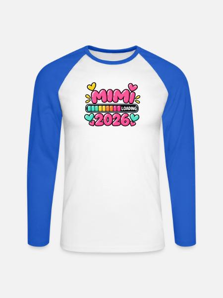 Mimi wird 2026 geladen – Neue Mimi-Ankündigung - Unisex Baseballshirt langarm - Weiß/Royalblau