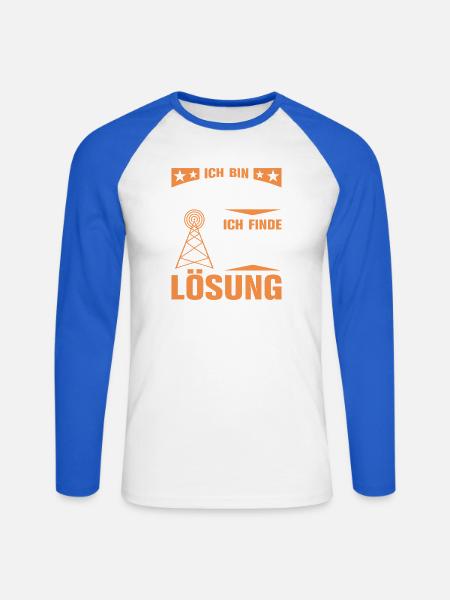 Amateurfunk Geschenke für Funker Funkamateur - Unisex Baseballshirt langarm - Weiß/Royalblau
