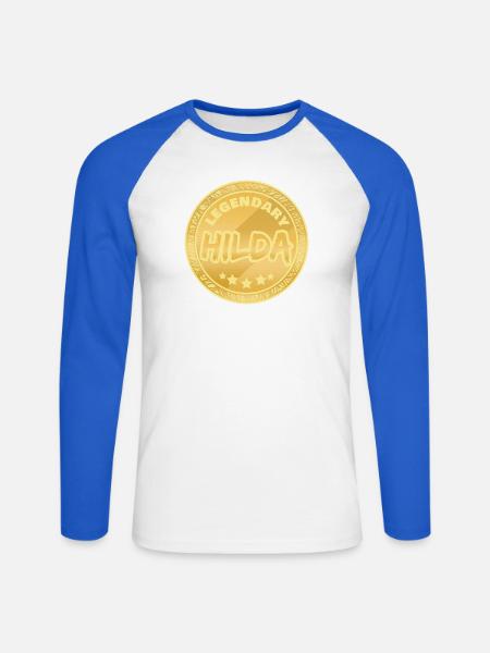 Geschenkidee Hilda - Unisex Baseballshirt langarm - Weiß/Royalblau