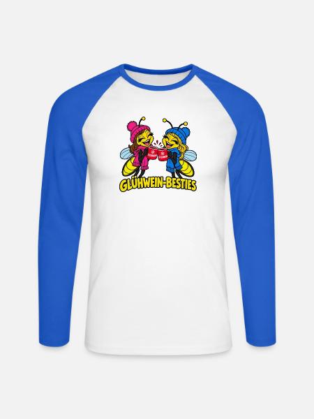 Glühwein Besties - Weihnachtsmarkt - Unisex Baseballshirt langarm - Weiß/Royalblau