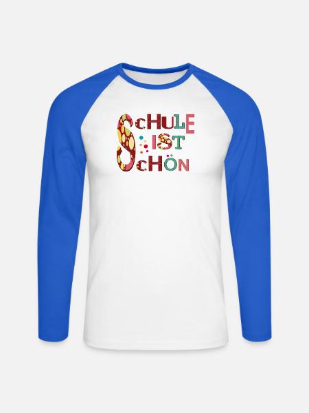 Schule ist Schön - Unisex Baseballshirt langarm - Weiß/Royalblau