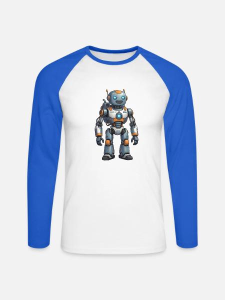 Roboter, humanoid - Unisex Baseballshirt langarm - Weiß/Royalblau