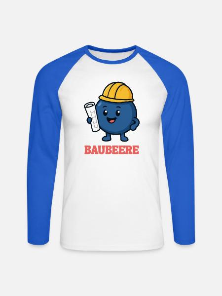 BAUBEERE - Unisex Baseballshirt langarm - Weiß/Royalblau