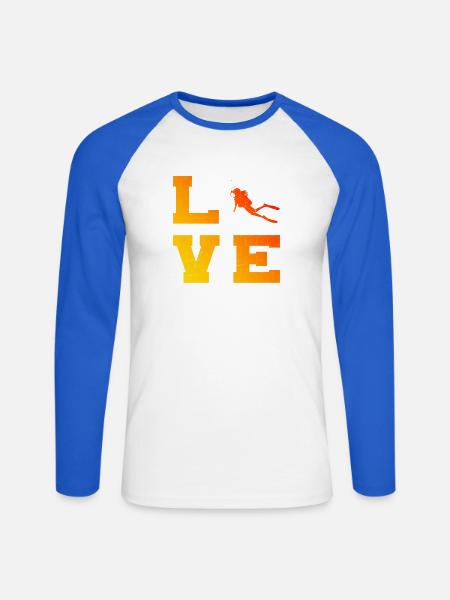 Scuba Diving Geschenkidee für Unterwasserabenteuer - Unisex Baseballshirt langarm - Weiß/Royalblau