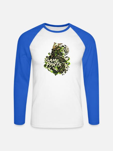 Neon Samurai: Same Parts - Unisex Baseballshirt langarm - Weiß/Royalblau