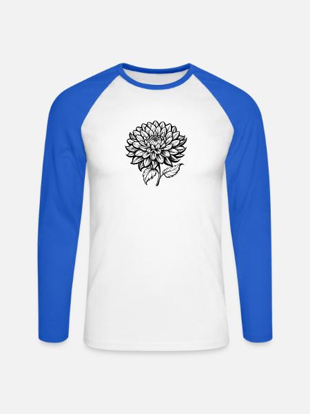 Chrysantheme - Unisex Baseballshirt langarm - Weiß/Royalblau