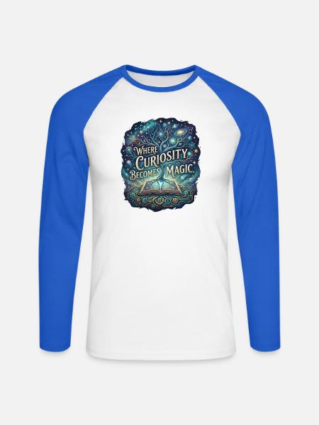 Magic Tree Cosmos und Fantasy-Buchdruck - Unisex Baseballshirt langarm - Weiß/Royalblau