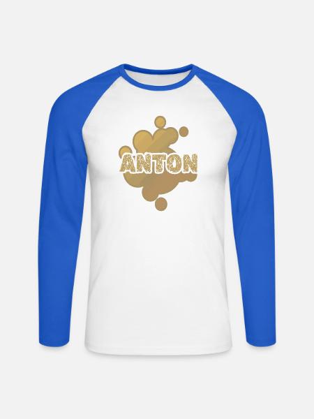 Anton als Babybauch - Unisex Baseballshirt langarm - Weiß/Royalblau
