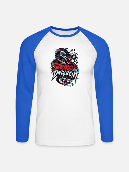 Strike Different Schlange Neon - Unisex Baseballshirt langarm - Weiß/Royalblau