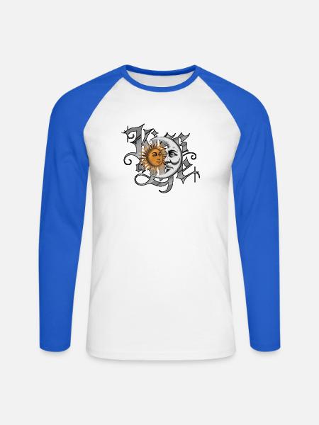 Sonne und Mond in der Gotik - Unisex Baseballshirt langarm - Weiß/Royalblau