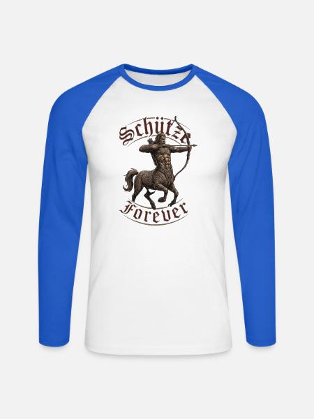 Schütze Krieger Tattoobogen - Unisex Baseballshirt langarm - Weiß/Royalblau