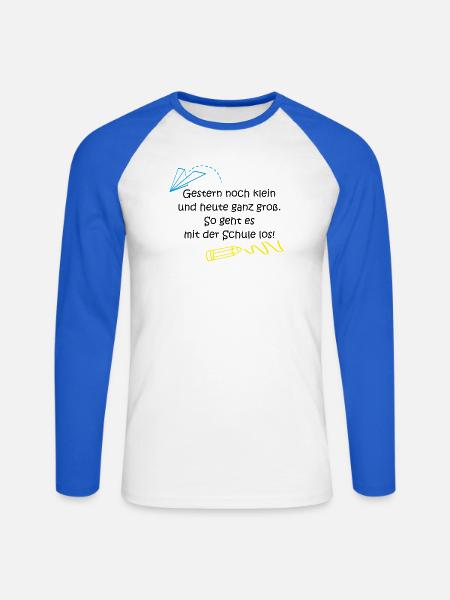 "Gestern klein, heute ganz groß..." - Unisex Baseballshirt langarm - Weiß/Royalblau