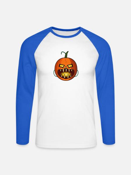 Kürbis (Kürbis) - Unisex Baseballshirt langarm - Weiß/Royalblau