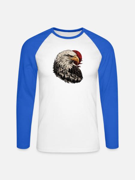 Wild Eagle - Unisex Baseballshirt langarm - Weiß/Royalblau
