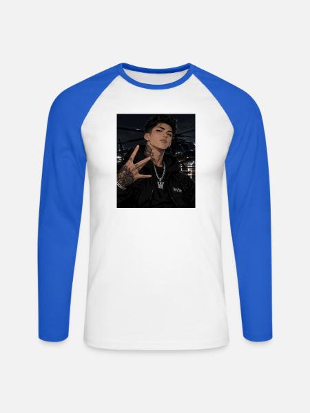 Nachtglanz Tattooheld im Hoodie - Unisex Baseballshirt langarm - Weiß/Royalblau