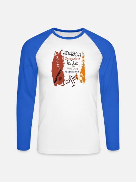 Kaffee  - Unisex Baseballshirt langarm - Weiß/Royalblau