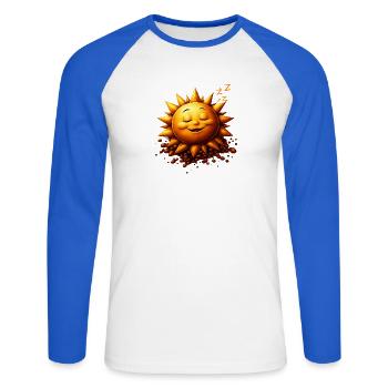 Schlafender Sonnenschein mit Bohnen - Unisex Baseballshirt langarm - Weiß/Royalblau - Vorne - Nik (191cm)