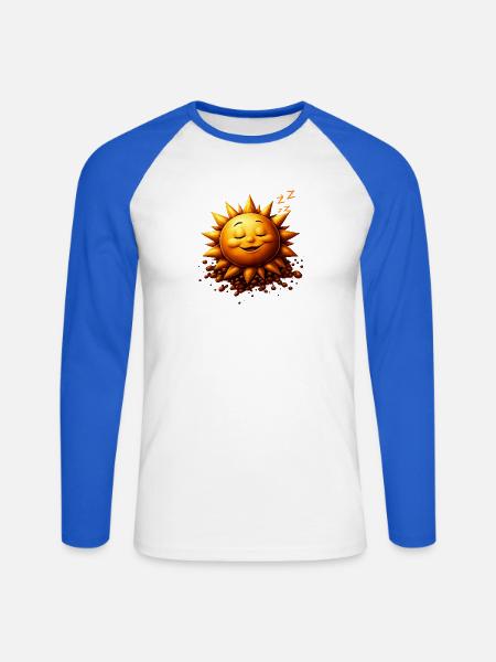 Schlafender Sonnenschein mit Bohnen - Unisex Baseballshirt langarm - Weiß/Royalblau