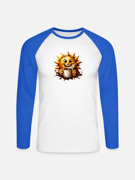 Sonnenkaffee  - Unisex Baseballshirt langarm - Weiß/Royalblau