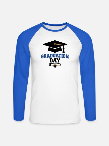 Abschluss Hut Zeugnis Grafik - Unisex Baseballshirt langarm - Weiß/Royalblau