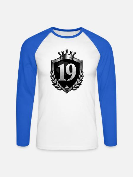 wappen-zahl-19 - Unisex Baseballshirt langarm - Weiß/Royalblau
