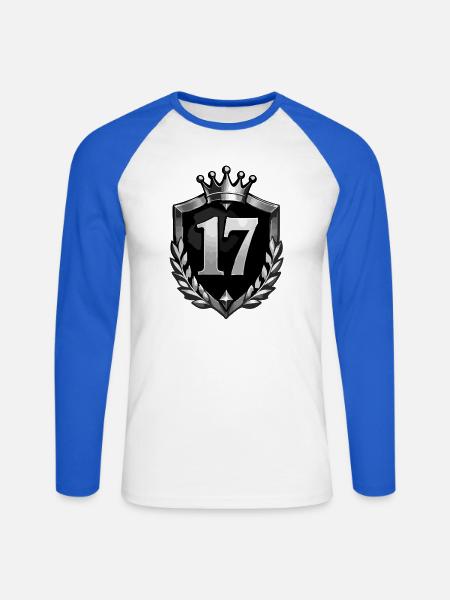 Königliche 17 Krone Lorbeer - Unisex Baseballshirt langarm - Weiß/Royalblau